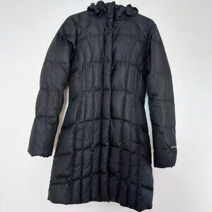 Eddie Bauer Black Long Down Coat Insulated Winter Puffer Jacket Hoodie Women’s S